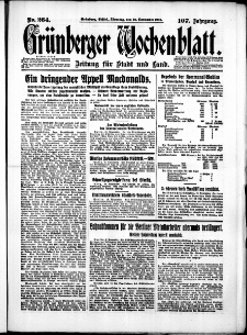 Grünberger Wochenblatt: Zeitung für Stadt und Land, No. 264. (10. November 1931)