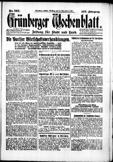 Grünberger Wochenblatt: Zeitung für Stadt und Land, No. 267. (13. November 1931)