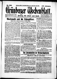 Grünberger Wochenblatt: Zeitung für Stadt und Land, No. 268. (14./15. November 1931)