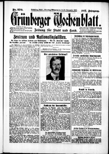 Grünberger Wochenblatt: Zeitung für Stadt und Land, No. 270. (17./18. November 1931)