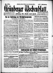 Grünberger Wochenblatt: Zeitung für Stadt und Land, No. 274. (23. November 1931)