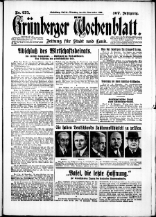 Grünberger Wochenblatt: Zeitung für Stadt und Land, No. 275. (24. November 1931)