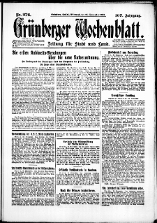 Grünberger Wochenblatt: Zeitung für Stadt und Land, No. 276. (25. November 1931)