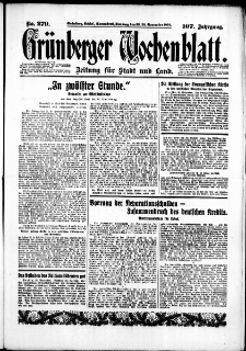 Grünberger Wochenblatt: Zeitung für Stadt und Land, No. 279. (28./29. November 1931)