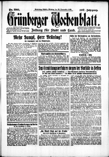 Grünberger Wochenblatt: Zeitung für Stadt und Land, No. 280. (30. November 1931)