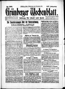 Grünberger Wochenblatt: Zeitung für Stadt und Land, No. 283. (3. Dezember 1931)