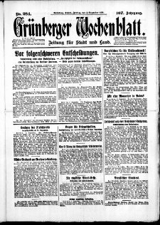 Grünberger Wochenblatt: Zeitung für Stadt und Land, No. 284. (4. Dezember 1931)