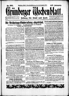 Grünberger Wochenblatt: Zeitung für Stadt und Land, No. 285. (5./6. Dezember 1931)