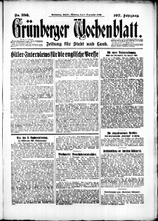 Grünberger Wochenblatt: Zeitung für Stadt und Land, No. 286. (7. Dezember 1931)