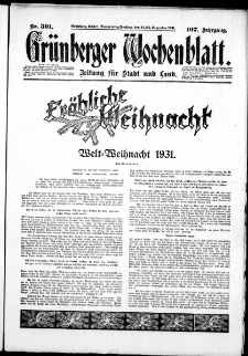 Grünberger Wochenblatt: Zeitung für Stadt und Land, No. 301. (24./25. Dezember 1931)