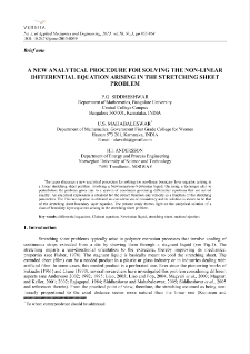 A new analytical procedure for solving the non-linear differential equation arising in the stretching sheet problem