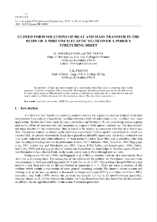 Closed form solutions of heat and mass transfer in the flow of a MHD visco-elastic fluid over a porous stretching sheet