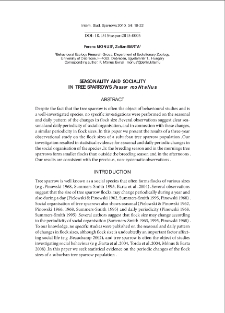 Seasonality and sociality in tree sparrows "Passer montanus"