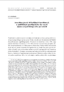 Innowacyjność w karbach konwencji. O pierwszym podręczniku do nauki języka angielskiego dla Polaków = Innovation restricted by Convention. About the first Handbook of English for Poles