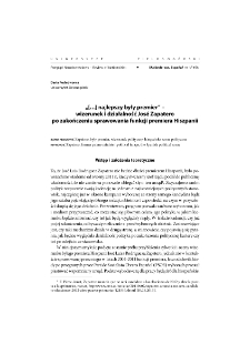 "[...] was the best prime minister" - the image and activities of Jos&eacute; Zapatero as the former Prime Minister of Spain = "[...] najlepszy były premier" - wizerunek i działalność Jos&eacute; Zapatero po zakończeniu sprawowania funkcji premiera Hiszpanii