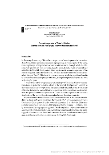 Economic expansion of China in Ukraine. Can the New Silk Road project support Ukrainian statehood?