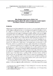 When Ukrainian migrant meets a Polish official: Implementing migration policy in the opinions of temporary economic migrants from Ukraine in Poland in a neo-institutional perspective