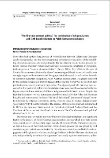 "The Churches overtook politics". The contribution of religious factors and faith-based initiatives to Polish-German reconciliation