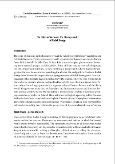 The Poles in Vienna in the literary works of Radek Knapp