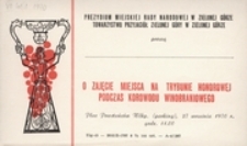 [Zaproszenie na miejsca na trybunie honorowej podczas Korowodu Winobraniowego 27 września 1970 r.]