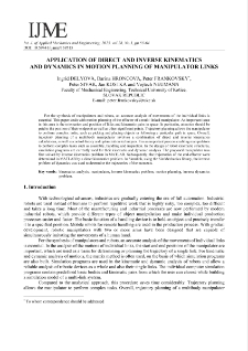 Application of direct and inverse kinematics and dynamics in motion planning of manipulator links