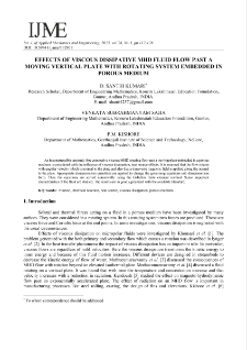 Effects of viscous dissipative MHD fluid flow past a moving vertical plate with rotating system embedded in porous medium