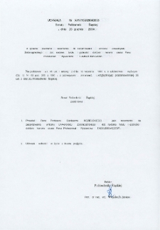 Uchwała Nr XXVI/168/2004/2005 Senatu Politechniki Śląskiej z dnia 20 grudnia 2004 r. w sprawie powołania recenzenta do zaopiniowania wniosku Uniwersytetu Zielonogórskiego dot. nadania tytułu i godności doktora honoris causa Panu Profesorowi Ryszardowi Tadeusiewiczowi