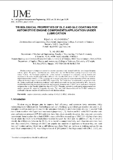 Tribological properties of DLC and GLC coating for automotive engine components application under lubrication