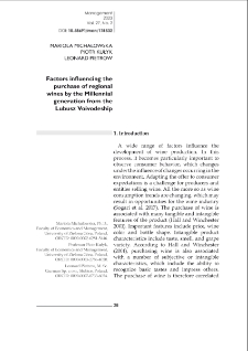 Factors influencing the purchase of regional wines by the Millennial generation from the Lubusz Voivodeship