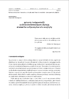 Pytania i odpowiedzi. Uczniowie gimnazjum czytają "Elementarz etyczny" Karola Wojtyły = Questions and answers. Junior high school students read Karol Wojtyla`s "Ethical Primer"
