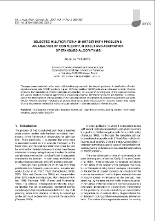 Selected multicriteria shortest path problems: An analysis of complexity, models and adaptation of standard algorithms
