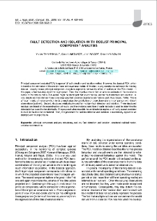 Fault detection and isolation with robust principal component analysis