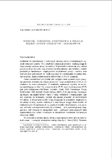 Męskość, kobiecość, androgynia a relacje między życiem osobistym i zawodowym = Masculinity, femininity, androgyny and relationships between work and family life