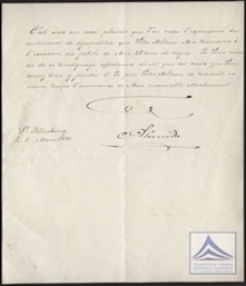 Odpowiedź cesarza Aleksandra II Romanowa na życzenia z okazji jubileuszu 25-lecia panowania w Rosji z jego podpisem