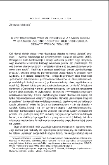 Kontrowersje wok&oacute;ł promocji akademickiej w Stanach Zjednoczonych: rekonstrukcja debaty wok&oacute;ł Tenure = Controvercies around academic promotion in the United states: reconstrution of the debate over Tenure