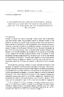 Alexander Men`s views on doctrinal, moral and ritual content of world religions in light of the teaching of the magisterium of the church = Poglądy Aleksandra Mienia dotyczące doktrynalnej, moralnej i rytualnej treści religii światowych w świetle nauczania magisterium kościoła