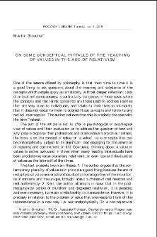 On some conceptual pitfalls of the teaching of values in the age of relativism = O niekt&oacute;rych konceptualnych pułapkach nauczania wartości w epoce relatywizmu