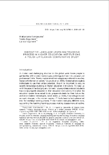 Innovative language learning/teaching process in higher education institutions. A Polish-Lithuanian comparative study = Innowacyjne nauczanie/uczenie się języka obcego w szkole wyższej. Polsko-litewskie badanie por&oacute;wnawcze