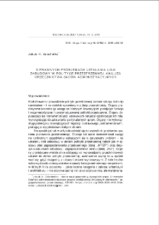 O prawnych problemach ustalania linii zabudowy w polityce przestrzennej. Analiza orzecznictwa sądów administracyjnych = On legal problems in establishing building lines in spatial policy. Analysis of the verdicts of administrative courts