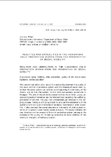 Realities and unrealities in the hungarian child protection system from the perspective of social mobility = Realia i nierówności w węgierskim systemie ochrony dzieci z punktu widzenia mobilności społecznej