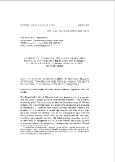 Chińczycy. Giganci biznesu czy bezbronni niewolnicy? Postawy rezydentów bliskich i odmiennych kulturowo państw wobec Chińczyków = Are the Chinese business giants or helpless slaves? Attitudes towards Chinese people among residents of culturally close and different countries