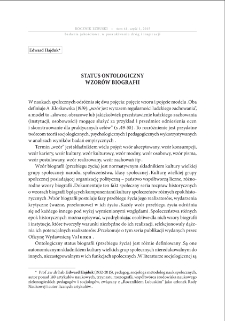 Status ontologiczny wzor&oacute;w biografii = The ontological status of biography models