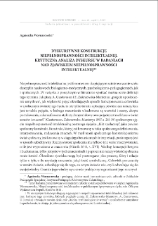 Dyskursywne konstrukcje niepełnosprawności intelektualnej. Krytyczna analiza dyskursu w badaniach nad zjawiskiem niepełnosprawności intelektualnej = Discourse constructions of intellectual disability. A critical analysis of discourse in the research on the phenomenon of intellectual disability