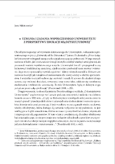 Wyzwania i zadania współczesnego uniwersytetu z perspektywy edukacji międzykulturowej = Challenges and tasks of the contemporary university from the perspective of intercultural education