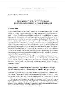 Aksjonormatywne, instytucjonalne, kompetencyjne pozory w polskiej edukacji = Axionormative, institutional, cognitional pretences in polish education