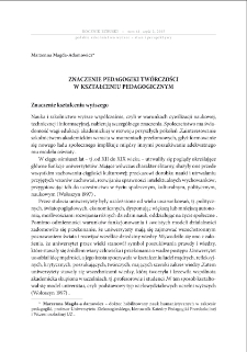 Znaczenie "pedagogiki twórczości" w kształceniu pedagogicznym = The significance of the "pedagogy of creativity" in pedagogy education