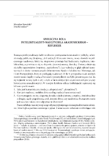 Społeczna rola intelektualisty-nauczyciela akademickiego - refleksje = A social role of an intellectual - an academic teacher - afterthoughts