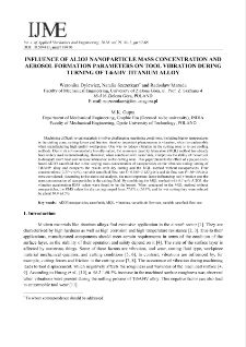 Influence of Al2O3 nanoparticle mass concentration and aerosol formation parameters on tool vibration during turning of Ti6Al4V titanium alloy