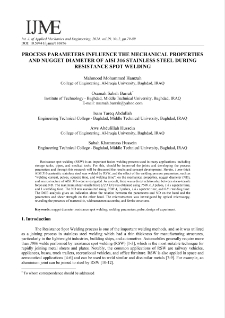Process parameters influence the mechanical properties and nugget diameter of AISI 316 stainless steel during resistance spot welding