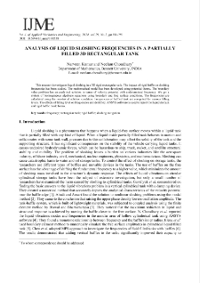 Analysis of liquid sloshing frequencies in a partially filled 3Dd rectangular tank